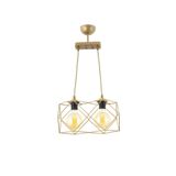 Lambadar Modern Spor Kare Geometrik Tekli Eskitme Metal Sarkıt Avize Nocolor-327Ce34E Tek Ebat 3526-2Eskkarecamsiz