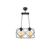 Lambadar Modern Spor Kare Geometrik Tekli Siyah Metal Sarkıt Avize Nocolor-8Bad2Ec6 Tek Ebat 3526-2Blkkarecamsiz