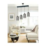 Lambadar Modern Spor Model Dörtlü Füme Hakiki Cam Sarkıt Avize Siyah1 Tek Ebat 35 X 90 3568-4Blkdikfümecam