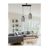Lambadar Modern Spor Model Ikili Füme Hakiki Cam Sarkıt Avize Siyah3 Tek Ebat 35 X 90 3568-2Blkdikfümecam