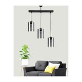 Lambadar Modern Spor Model Üçlü Füme Hakiki Cam Sarkıt Avize Siyah2 Tek Ebat 35 X 90 3568-3Blkdikfümecam