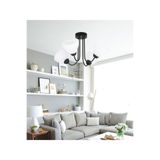 Lambadar Özel Tasarım Kıvrımlı Model Modern Avize Siyah_1 Tek Ebat 3597-4Blkdamlacamkivrim