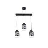 Lambadar Papatya Desen Spor Model Modern Avize Siyah Tek Ebat 3595-3Blkdikbeyezcam