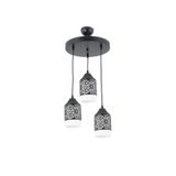 Lambadar Papatya Desen Spor Model Modern Avize Siyah Tek Ebat 3595-3Blkyuvbeyezcam