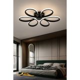 Lambadar Papatya Model Plafonyer Modern LED Beyaz Işık Ultra Power LED Avize Salon Mutfak Oda Hol Ledli Avize - Siyah