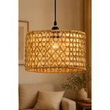 Lambadar Platinium Model Tekli Rattan Bambu Modern Tasarım İskandinav Bohem Sarkıt Avize