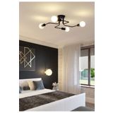 Lambadar Retro Akrep Modern 4'Lü Plafonyer Tavana Monte Avize Siyah Tek Ebat 3599-4Blk