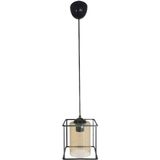Lambadar Rustik Retro Model Geometrik Sarkıt Metal Kare Avize - Siyah