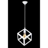 Lambadar Rustik Retro Model Geometrik Sarkıt Metal Küp Avize Beyaz Tek Ebat 3528-1Wht