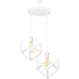 LAMBADAR RUSTİK RETRO MODEL GEOMETRİK SARKIT METAL KÜP AVİZE (beyaz)