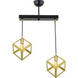 Lambadar Rustik Retro Model Geometrik Sarkıt Metal Küp Avize - Gold - 2