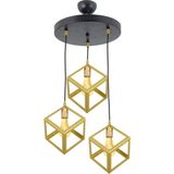 Lambadar Rustik Retro Model Geometrik Sarkıt Metal Küp Avize - Gold - 3