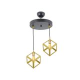Lambadar Rustik Retro Model Geometrik Sarkıt Metal Küp Avize Gold Tek Ebat Unisex 3528-2Goldyuv