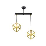 Lambadar Rustik Retro Model Geometrik Sarkıt Metal Küp Avize Gold_1 Tek Ebat Unisex 3528-2Golddik
