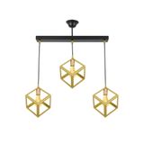 Lambadar Rustik Retro Model Geometrik Sarkıt Metal Küp Avize Gold_2 Tek Ebat Unisex 3528-3Golddik