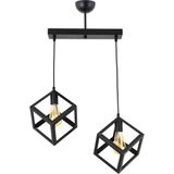 Lambadar Rustik Retro Model Geometrik Sarkıt Metal Küp Avize - Siyah - 2