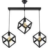 Lambadar Rustik Retro Model Geometrik Sarkıt Metal Küp Avize - Siyah - 3