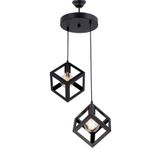 Lambadar Rustik Retro Model Geometrik Sarkıt Metal Küp Avize - Siyah