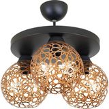 Lambadar Selçuklu Top Motif Yıldız Ferforje Model Retro Rustik Plafonyer Avize - Bakır - Siyah - 3