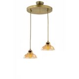 Lambadar Special Model İkili Gold Modern Bal Camlı Sarkıt Avize