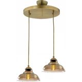 Lambadar Special Model Ikili Gold Modern Füme Camlı Sarkıt Avize