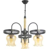 Lambadar Spor Modern Rustik Retro Üçlü Model Teker Sarkıt Avize - 3 - Siyah