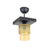 Lambadar Tekli Bal Cam Kafes Model Modern Plafonyer Avize Gold_3 Tek Ebat 3541-1Goldkarekafesbalcam