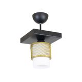 Lambadar Tekli Beyaz Cam Kafes Model Modern Plafonyer Avize Gold_3 Tek Ebat 3541-1Goldkarekafesbeyazcam