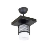 Lambadar Tekli Beyaz Cam Kafes Model Modern Plafonyer Avize Siyah_3 Tek Ebat 3541-1Blkkarekafesbeyazcam