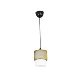 Lambadar Tekli Beyaz Cam Kafes Model Modern Sarkıt Avize Gold Tek Ebat 3540-1Goldkafesbeyazcam