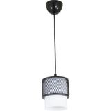 Lambadar Tekli Beyaz Cam Kafes Model Modern Sarkıt Avize - Siyah - Beyaz - 1