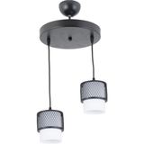 Lambadar Tekli Beyaz Cam Kafes Model Modern Sarkıt Avize - Siyah - Beyaz - 2