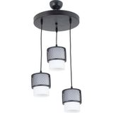 Lambadar Tekli Beyaz Cam Kafes Model Modern Sarkıt Avize - Siyah - Beyaz - 3