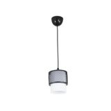Lambadar Tekli Beyaz Cam Kafes Model Modern Sarkıt Avize Siyah Tek Ebat 3540-1Blkkafesbeyazcam