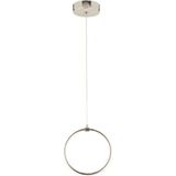 Lambadar Tekli Halka Sarkıt Modern LED Beyaz Işık Ultra Power LED Avize Salon Mutfak Oda Hol Ledli Avize - Krom
