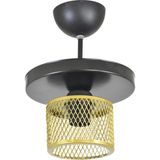 Lambadar Tekli Kafes Model Modern Plafonyer Avize - Siyah - Gold - 1
