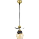 Lambadar Tekli Modern Tarz Kayık Model Metal Camlı Sarkıt Avize - Bal Rengi