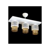 Lambadar Üçlü Bal Cam Kafes Model Modern Plafonyer Avize Beyaz_2 Tek Ebat 3541-3Whtdikkafesbalcam