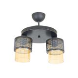 Lambadar Üçlü Bal Cam Kafes Model Modern Plafonyer Avize Siyah Tek Ebat 3541-2Blkyuvkafesbalcam