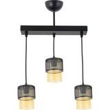 Lambadar Üçlü Bal Cam Kafes Model Modern Sarkıt Avize - Siyah - Bal Rengi - 3