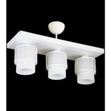 Lambadar Üçlü Beyaz Cam Kafes Model Modern Plafonyer Avize - 3