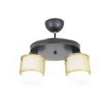 Lambadar Üçlü Beyaz Cam Kafes Model Modern Plafonyer Avize Gold Tek Ebat 3541-2Goldyuvkafesbeyazcam