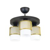 Lambadar Üçlü Beyaz Cam Kafes Model Modern Plafonyer Avize Gold Tek Ebat 3541-3Goldyuvkafesbeyazcam