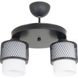 Lambadar Üçlü Beyaz Cam Kafes Model Modern Plafonyer Avize - Siyah - Beyaz - 2