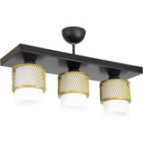 Lambadar Üçlü Beyaz Cam Kafes Model Modern Plafonyer Avize - Siyah - Eskitme Beyaz - 3