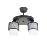 Lambadar Üçlü Beyaz Cam Kafes Model Modern Plafonyer Avize Siyah Tek Ebat 3541-2Blkyuvkafesbeyazcam