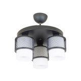 Lambadar Üçlü Beyaz Cam Kafes Model Modern Plafonyer Avize Siyah Tek Ebat 3541-3Blkyuvkafesbeyazcam