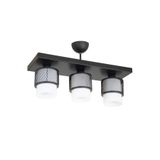 Lambadar Üçlü Beyaz Cam Kafes Model Modern Plafonyer Avize Siyah_2 Tek Ebat 3541-3Blkdikkafesbeyazcam