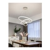 Lambadar Üçlü Halka Model Sarkıt Modern Led Beyaz Işık Ultra Power Led Avize Salon Mutfak Oda Ledli Avize Beyaz Tek Ebat 50 X 70 0011-Halka50-40-30-Wht-Sarkit