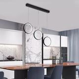 Lambadar Üçlü Halka Model Sarkıt Modern LED Beyaz Işık Ultra Power LED Avize Salon Mutfak Oda Ledli Avize - Gold